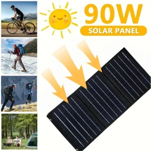 Panneau solaire 90W avec USB, étanche, pour randonnée et Camping en plein air, batterie Portable, batterie de chargement de téléphone Portable, panneau de chargement de banque