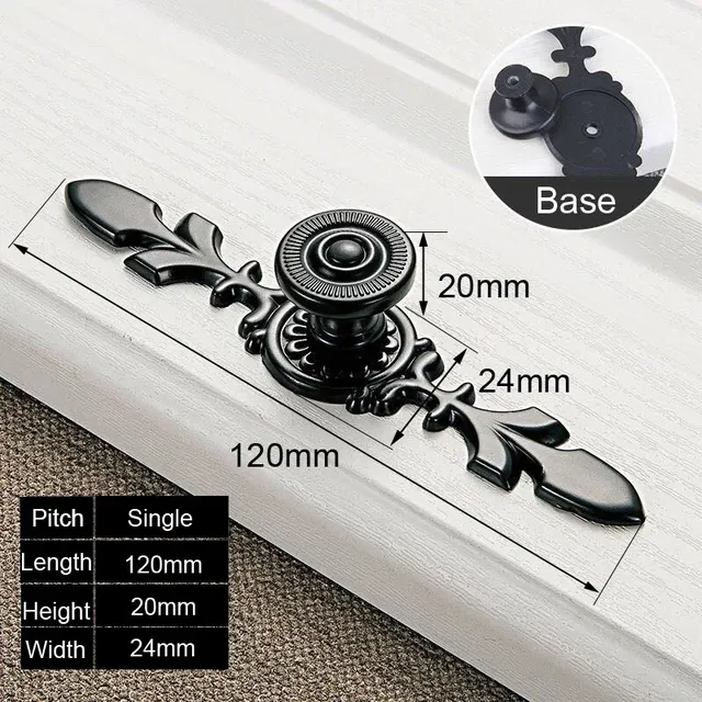 Poignées noires boutons d'armoire de meubles poignées de… – vue 6