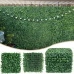 Panneaux de buis en haie artificielle, panneau de toile de fond mural, haie pour clôture de jardin intérieur, arrière-cour, 20 pièces, 10 po x 10 po