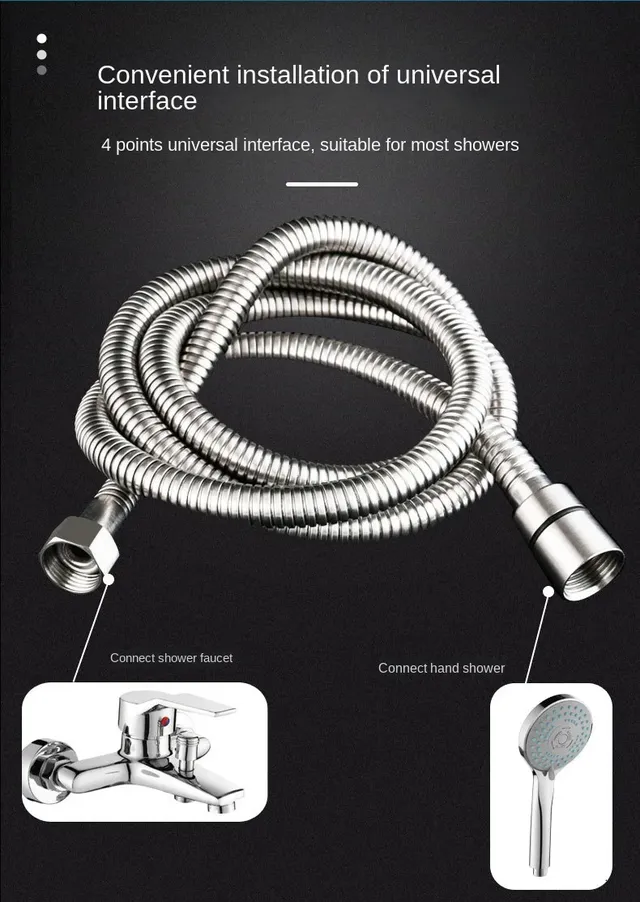 Tuyau de douche Flexible noir/argent de 1.5M – vue 4