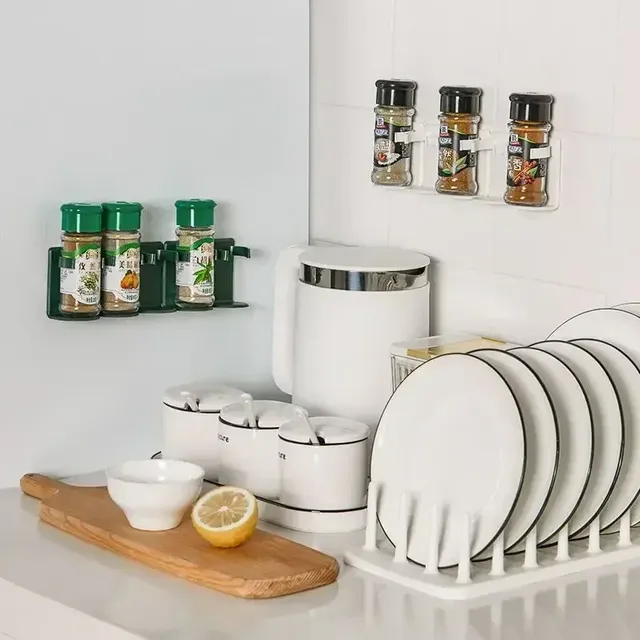 Support mural pots épices réglable plastique ABS blanc… – vue 3