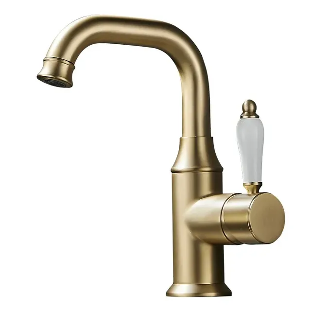 Robinet de lavabo robinet de salle de bains en or brossé – vue 2