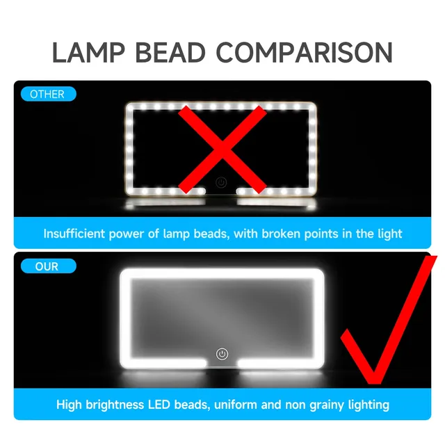 Miroir de maquillage LED HD pour voiture – vue 6