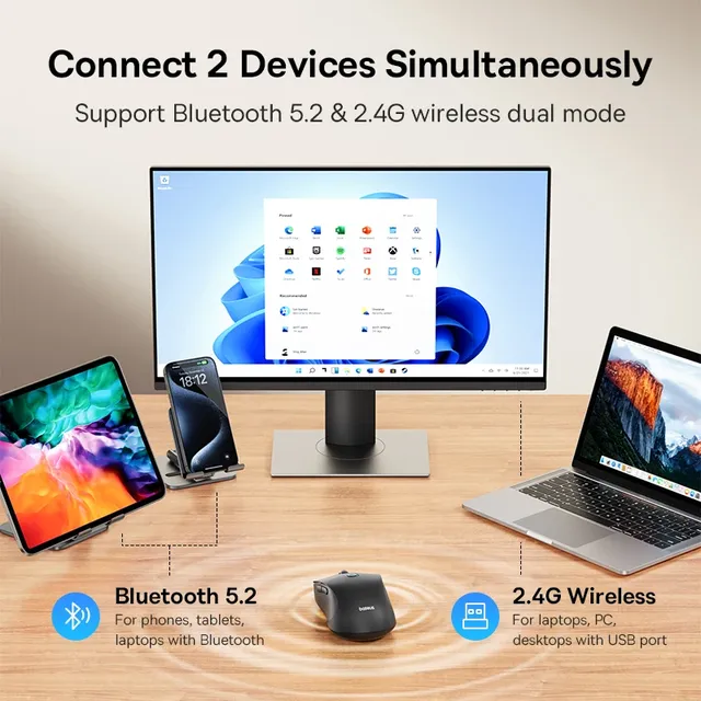Baseus F02 souris sans fil Bluetooth 5.2 2.4G 4000DPI… – vue 2