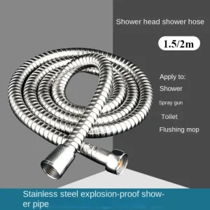 Tuyau de douche Flexible noir/argent, 1.5/2M, en acier inoxydable, Long, Extension de tuyau de douche de salle de bains, accessoires de salle de bains