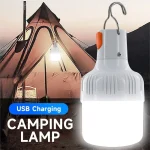 Ampoules LED rechargeables par USB pour l&rsquo;extérieur, haute luminosité, lumière de secours, crochet, camping, pêche, lanterne portable, veilleuses