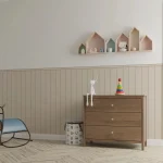 Panneau mural beige, papier peint mural inférieur pour chambre d&rsquo;enfants, papiers peints pelables et collés, ou demi-papier peint normal sans pâte, 50 cm x 112 cm