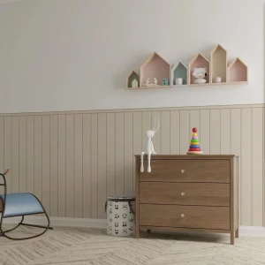 Panneau mural beige, papier peint mural inférieur pour chambre d&rsquo;enfants, papiers peints pelables et collés, ou demi-papier peint normal sans pâte, 50 cm x 112 cm