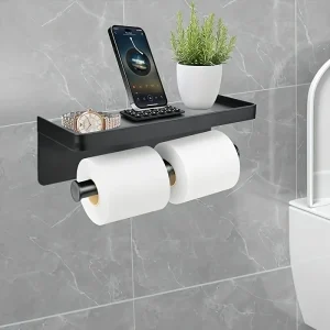 Porte-papier toilette Salle de bain Support mural Papier WC multifonction  Rangement du support de téléphone Étagère pour rouleaux de serviettes Accessoires Stockage des lingettes