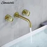 Robinet de lavabo en or brossé mitigeur d'évier mural à… – vue 2