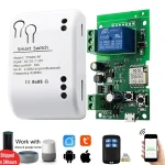 Commutateur WiFi Tuya 1CH Relais Smart Home Contrôle Inching Module Moteur Rideau Interrupteur DC AC12V 24V 32V 220V Travailler Avec Alexa