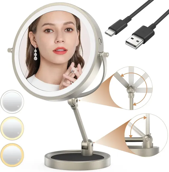 Miroir de maquillage de 9 pouces avec lumière LED