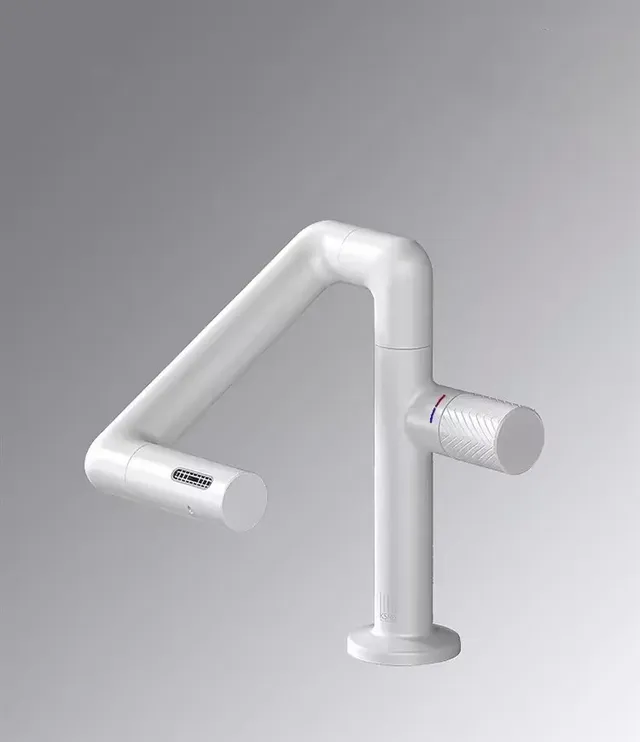Robinet lavabo mitigeur monocommande laiton ivoire mat… – vue 4