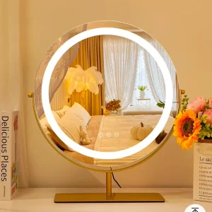 Miroir de Maquillage de Vanité Éclairé avec Lumières Trois Modes d’éclairage de Couleur Miroir de Grossissement 10X Contrôle Tactile Intelligent Rotation à 360° Miroir de Maquillage de Vanité Éclairé avec Lumières Trois Modes d’éclairage de Couleur Miroir de Grossissement 10X Contrôle Tactile Intelligent Rotation à 360°