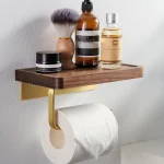Porte-rouleau de papier toilette mural en laiton, porte-serviettes en bois, boîte à mouchoirs, rangement pour la maison, porte-serviettes en papier T1