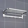 Porte serviettes mural pliable inoxydable chromé mat… – vue 5