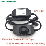 variateur LED ligne bouton rotatif gradateur luminosité réglable compact plastique noir blanc DC12V24V connecteurs DC5521 branchement