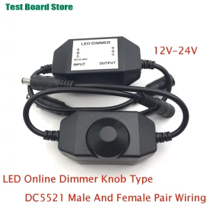 variateur LED ligne bouton rotatif gradateur luminosité réglable compact plastique noir blanc DC12V24V connecteurs DC5521 branchement variateur LED ligne bouton rotatif gradateur luminosité réglable compact plastique noir blanc DC12V24V connecteurs DC5521 branchement