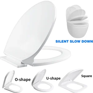 Siège de toilette en forme de O à fermeture lente, couvercle silencieux, Durable, antibactérien, fixation supérieure Simple, accessoires de salle de bains universels amovibles