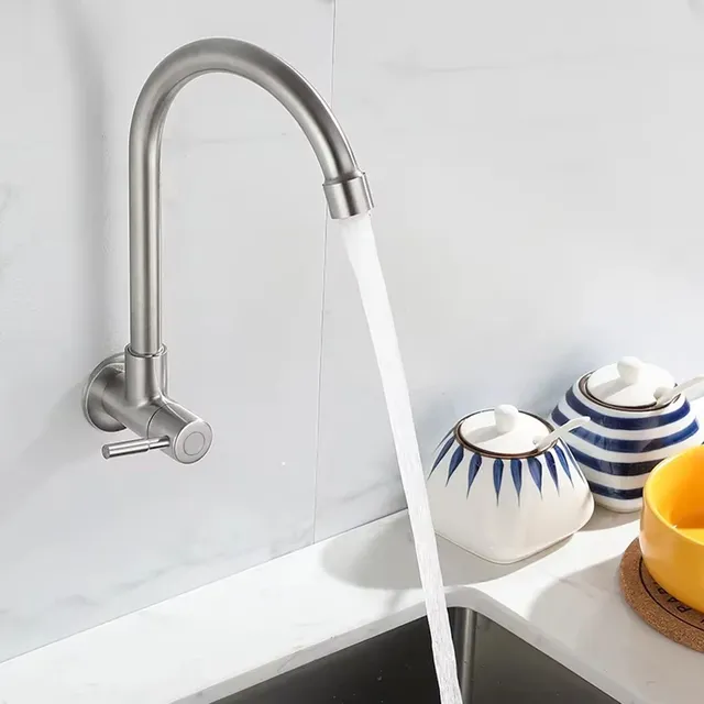 Robinet de cuisine mural en acier inoxydable – vue 2