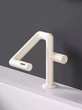 Robinet lavabo mitigeur monocommande laiton ivoire mat bec coudé…