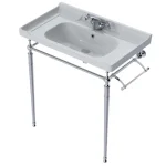 Lavabo sur pied pour salle de bain, céramique intégrée, lavabo de balcon, lavabo de style vintage, meuble combiné à support RS022AA