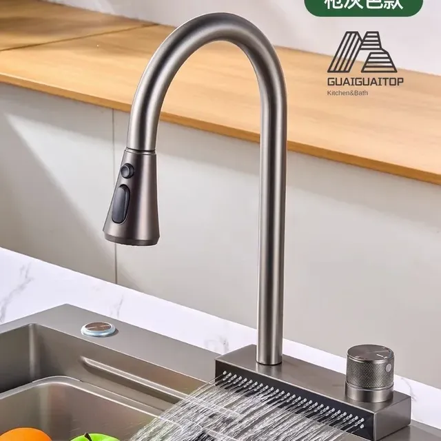 Robinet de cuisine cascade en laiton froid et chaud – vue 4