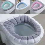 Housse de siège de toilette pour salle de bain, 1 pièce, tapis lavable et plus chaud, coussin de toilette avec poignée, coussin d&rsquo;outil de fermeture en tricot doux et plus épais