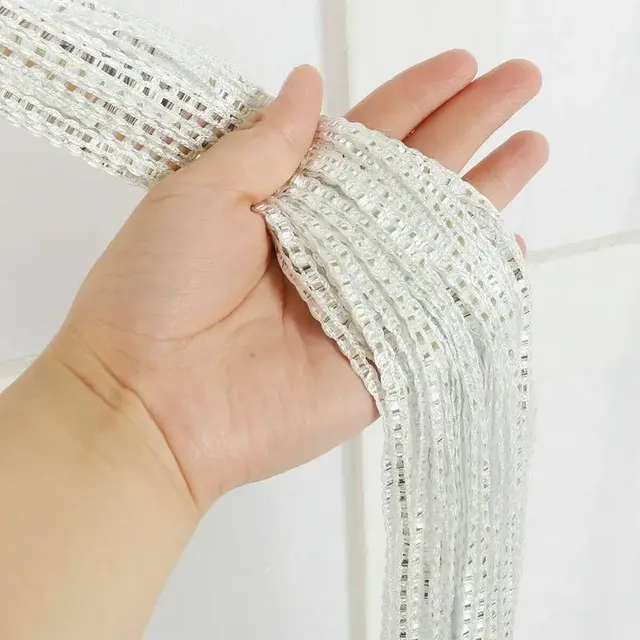 Rideau franges perlé métallisé argenté filaments… – vue 2