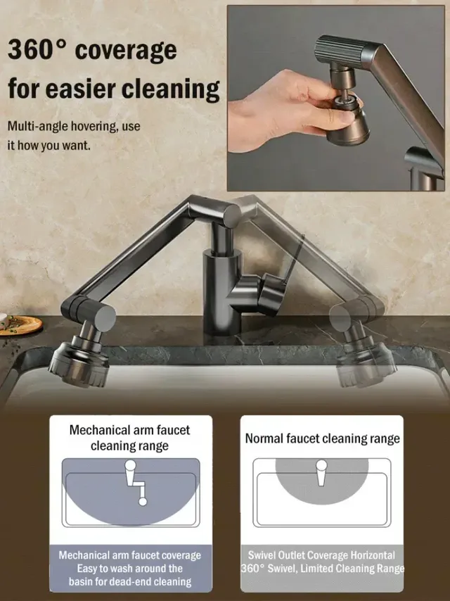 Robinet rotatif de lavabo universel – vue 6