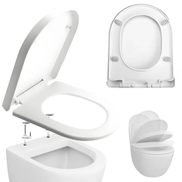 Siège de toilette blanc à fermeture douce et douce