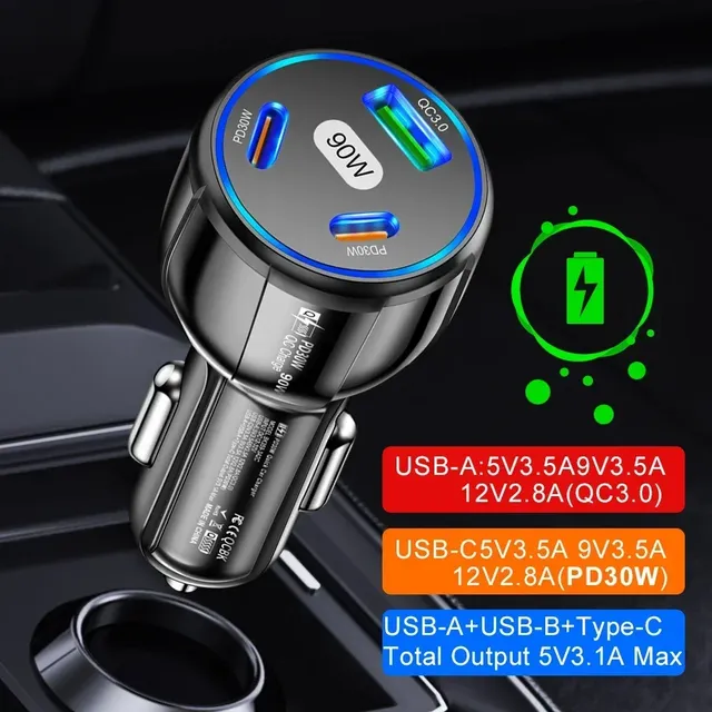 Chargeur de voiture 90W 3 en 1 QC3.0 PD Type C USB… – vue 5