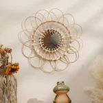 Miroir décoratif mural tissé à la main, miroir mural fait à la main, décor mural, décorations de salle, esthétique pour chambre à coucher, cadeau de salon