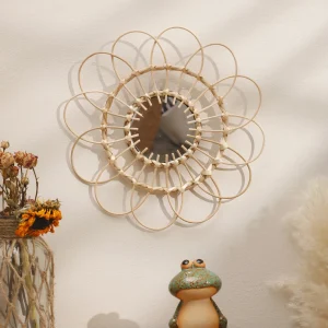 Miroir décoratif mural tissé à la main, miroir mural fait à la main, décor mural, décorations de salle, esthétique pour chambre à coucher, cadeau de salon