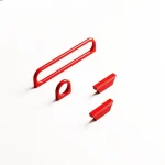 Ensemble quincaillerie meuble poignées boutons barre ovale anneau supports métal alliage zinc laqué rouge finition brillante ergonomique contemporain