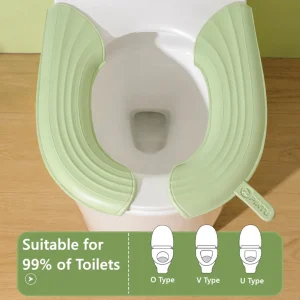 Housse de siège de toilette imperméable, tapis d&rsquo;outil de fermeture, accessoires de salle de bains lavables, coussin de siège de toilette doux de couleur Pure universel 2 pièce/ensemble