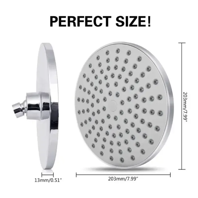 Pommeau douche pluie haute pression huit pouces inox… – vue 6