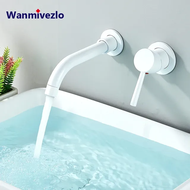 Robinet de lavabo de salle de bains blanc – vue 2