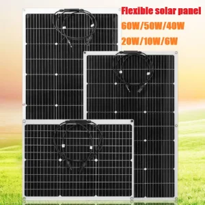Panneaux solaires flexibles 12V, 60W 50W 40W 20W 10W 6W, Kit de panneaux solaires portables, système USB, Charge de téléphone Portable pour bateau de Camping Yachat Panneaux solaires flexibles 12V, 60W 50W 40W 20W 10W 6W, Kit de panneaux solaires portables, système USB, Charge de téléphone Portable pour bateau de Camping Yachat