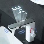 Robinet de lavabo à affichage intelligent de la température, avec fonction de détection, écran numérique LCD, robinet d&rsquo;évier mélangeur froid et chaud, grue de salle de bains