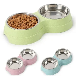 Double bols pour animaux de compagnie, mangeoire à eau pour chien, en acier inoxydable, plat à boire pour animaux de compagnie, fournitures d’alimentation pour chat et chiot, accessoires pour petits chiens Double bols pour animaux de compagnie, mangeoire à eau pour chien, en acier inoxydable, plat à boire pour animaux de compagnie, fournitures d’alimentation pour chat et chiot, accessoires pour petits chiens