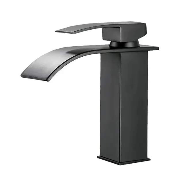 Robinet lavabo cascade noir mat acier inoxydable carré… – vue 2