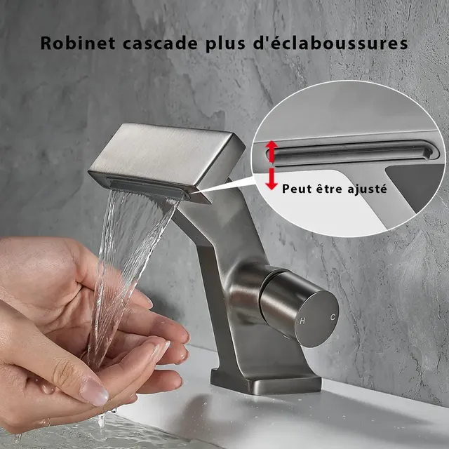 Lavabo Cascade en Laiton Chaud et Froid Robinets d'Eau à… – vue 3