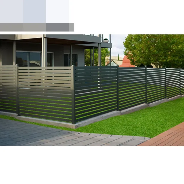 Panneau clôture aluminium thermolaqué anthracite lames… – vue 4