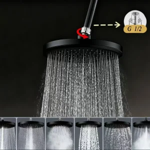 Pommeau de douche à effet de pluie, 6 Modes, grand débit, superchararge, rond, haute pression, pulvérisation supérieure, accessoire de salle de bains, 230mm