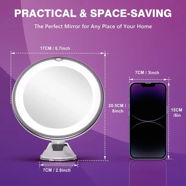 Miroir grossissant dix fois lumineux led circulaire… – vue 4