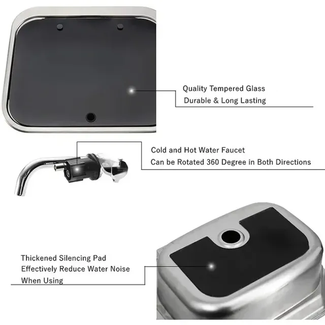 Lavabo à main en acier inoxydable pour caravane et Camping – vue 7