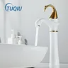 Tuqiu robinet de grand bassin or blanc cygne robinet en… – vue 2