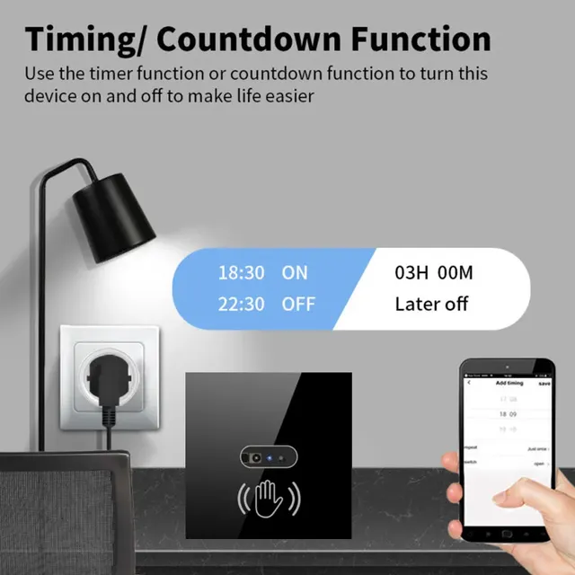 Aovrlcx EU Tuya WiFi commutateur intelligent vague… – vue 3