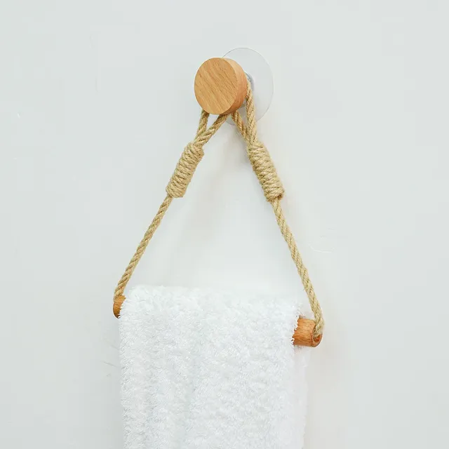 Support papier toilette mural bois clair corde jute… – vue 2